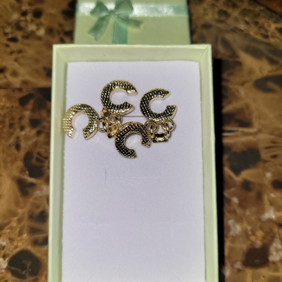 Gold Crystal Initial Earrings - Picture 5 of 5